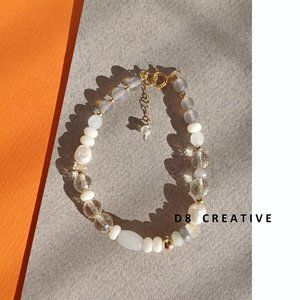 New women's 14k gold filled with silver and mixed gemstone bracelet